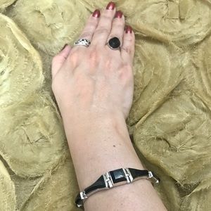 🎁 Vintage Taxco 950 Bracelet w/Onyx Stones